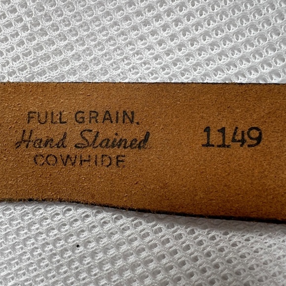 Vintage LEE Leather Belt Mushroom Butterfly Embossed Canada Brass Buckle Size 30 - Picture 8 of 9